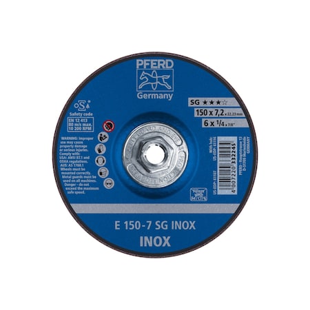 Pferd 6" x 1/4 Grinding Wheel, 5/8-11 Thd. - SG INOX - Type 27 61116